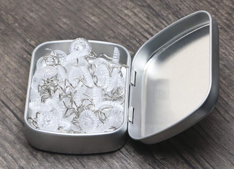 Mini Skater 2.23 x1.76 x 0.55 inch Metal Tin Box Portable Small Container Storage Case With Solid Hinged Top for Drawing Pin Nail Art Bead Earring and Jewelry Craft Organizing,4Pcs (Silver) - Image 3